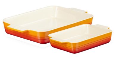 Le Creuset 2er-Set Auflauform Klassik 25/32 cm rechteckig Ofenrot 