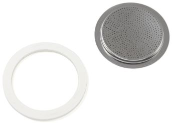 Bialetti 1 Dichtungsring + 1 Filtersieb für Edelstahl Espressokocher 4 Tassen Karton 