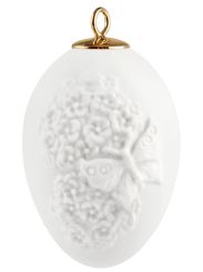 Meissen Osterei mit Schneeballblüten Weiß Biskuit H 0 cm 