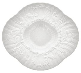 Meissen Gourmetteller Form Schwanendessin Biskuit Weiß L 29,5 cm 