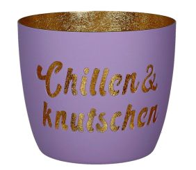 Gift Company Madras Windlicht M Motiv: Chillen & knutschen lila/gold 