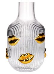 Gift Company L´amour Vase H (25cm) Lippen Gold transparent gs 