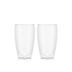 Bodum 2 Stück Glas doppelwandig 0.45l Pavina geriffelt 