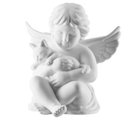 Rosenthal Engel mittel mit Katze Weiss Matt 