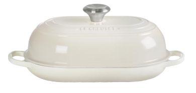 Le Creuset Ovaler Brot Bräter Signature 29 cm Meringue aus Gusseisen Signature 