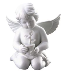 Rosenthal Engel mit Blumentopf Gross Weiss Matt 