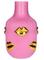 Gift Company L´amour Vase H (25cm) Lippen Gold rosa gs 