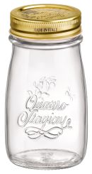 Einkochwelt Flasche 200 ml Quattro Stagioni mit 56 mm Schraubdeckel gold 