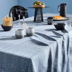 Garnier-Thiebaut Tischdecke Denim Ldt Indigo 150x150 Cm 100% Gekämmte Baumwolle 