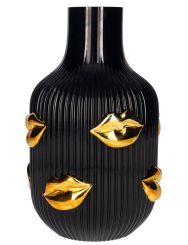 Gift Company L´amour Vase H (25cm) Lippen Gold schwarz gs 