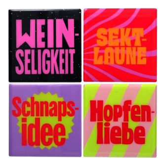 Gift Company Love Tiles Untersetzer 4er Set Motiv: Schnapsdrossel mehrfarbig 