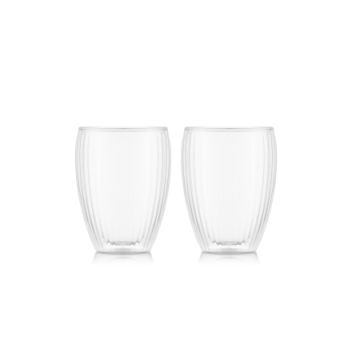 Bodum 2 Stück Glas doppelwandig 0.32l Pavina geriffelt 