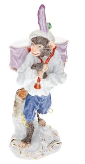 Meissen Affenkapelle Paukenträger, H 15 Cm 
