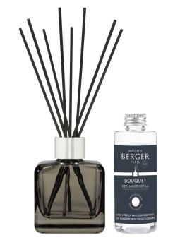Maison Berger Glasgefäß mit 100 ml Nachfüller umd schwarzen Stäbchen Mein Zuhause ohne Tabakgerüche 