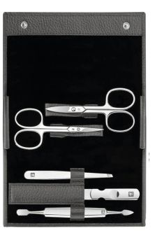 Zwilling Nagelpflege-Set Classic anthrazit 5-tlg. Druckknopf-Etui, Leder 