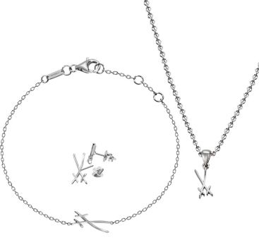 Meissen Set Swords Basic Ohrstecker Armband & Collier 925 Silber Rhodiniert 