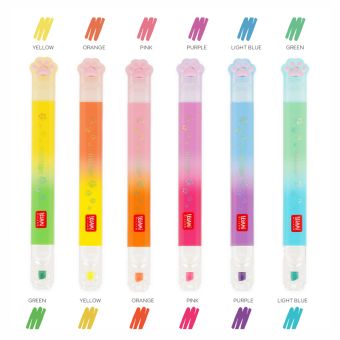 Legami 6er-Set Doppelspitzen-Textmarker Meow Kitty 