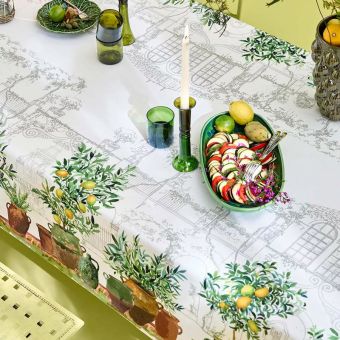 Garnier-Thiebaut Tischdecke Jardin Provencal Olive 115x115 Cm 50% Leinen/50% 