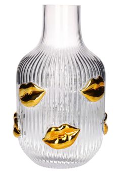 Gift Company L´amour Vase H (25cm) Lippen Gold transparent gs 