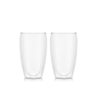 Bodum 2 Stück Glas doppelwandig 0.45l Pavina geriffelt 