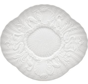 Meissen Gourmetteller Form Schwanendesign Biskuit weiß 