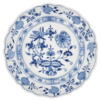 Meissen Vorspeise-und Dessertteller Form Neuer Ausschnitt Zwiebelmuster Kobaltblau Weißer Rand Ø 18 cm 
