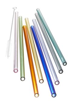 Gefu Glastrinkhalm Future 23 cm Bunt 8 Stk. mit Bürste 