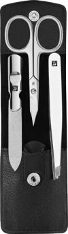 Zwilling Classic Nagelpflege-Set schwarz 3-tlg. Druckknopf-Etui, Rindleder 