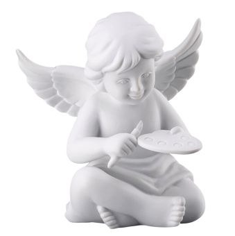 Rosenthal Engel mit Malerpalette Mittel Weiss Matt 