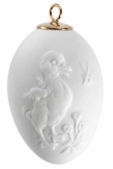 Meissen Osterei mit Relief Entenküken weiß bisquit Form Neuer Ausschnitt 5 cm 
